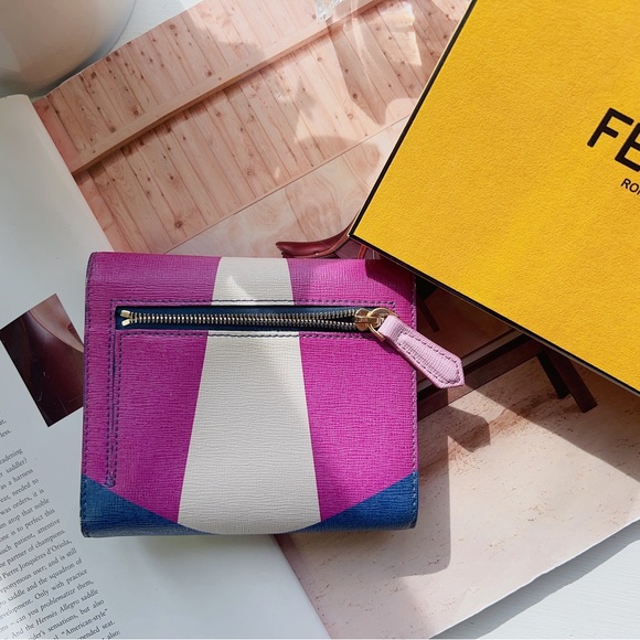 Fendi Monster Trifold Wallet Leather with Crystals Compact - Picture 2 of 4